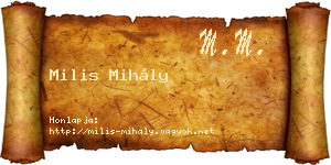 Milis Mihály névjegykártya